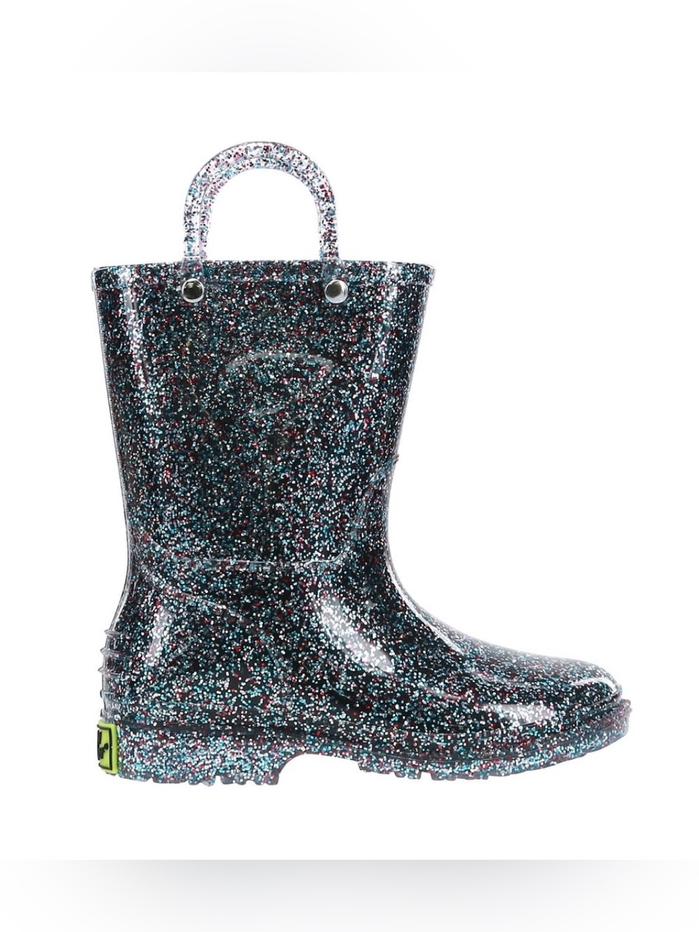 Kids Glitter Rain Boot - Black Multicolor Sparkle